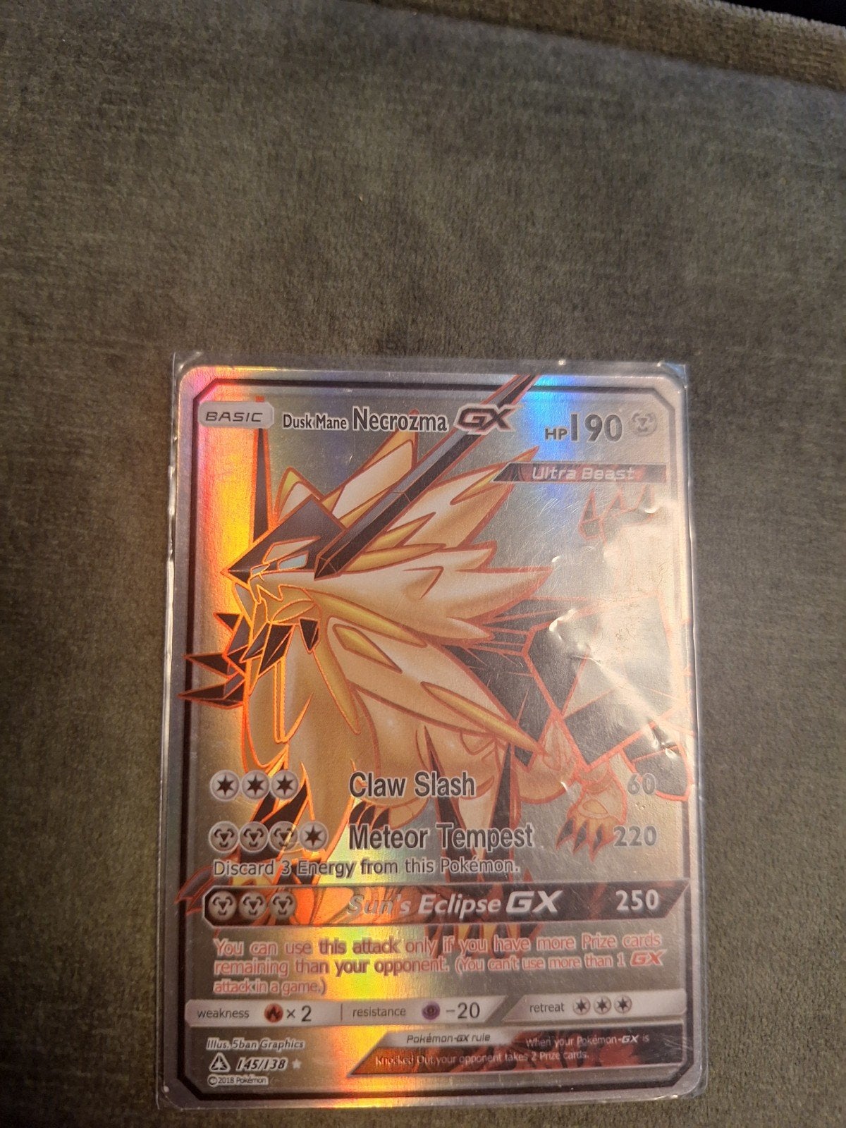 Pokémon Dusk Mane Necrozma GX 145/138 Full Art Foil, Ophalen, Zo goed als nieuw, Losse kaart, Foil