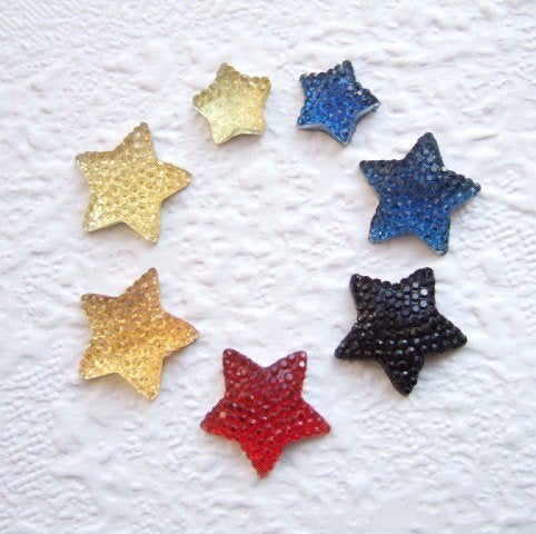 HALVE PRIJS ~ Glinsterende sterretjes flatbacks, Goud, -, -, Nieuw