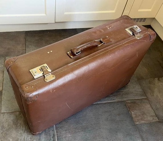 Grote vintage antieke koffer - Bruin, Antiek en Kunst, Ophalen