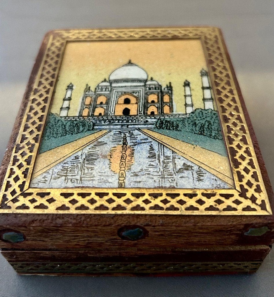 Prachtig Taj Mahal houten sieradendoosje, Meerkleurig, Ophalen of Verzenden, Metaal, Oosters