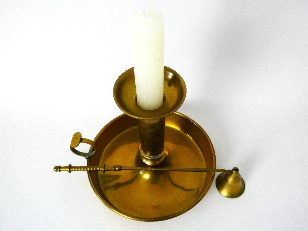 Een grote messing blaker / kandelaar met kaarsendover, Ophalen of Verzenden, Koper of Brons