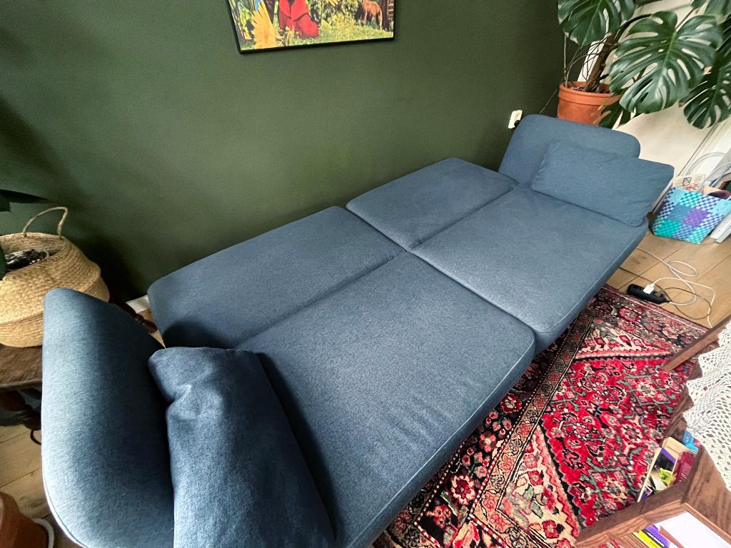 MADE 3-zits slaapbank, Ophalen, Gebruikt, Tweepersoons, Blauw