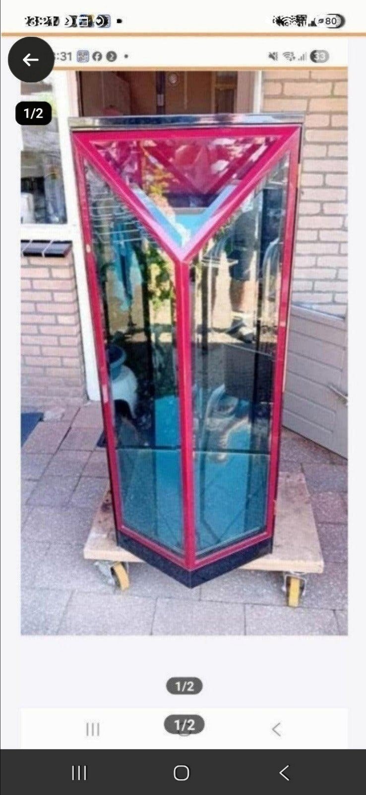 Te koop Mooi Glazen vitrine kast, Zo goed als nieuw, Minder dan 100 cm, 25 tot 50 cm, 50 tot 100 cm