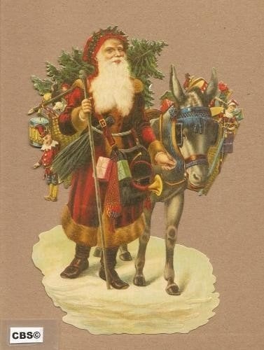 Kerstman met pakjesezel poezieplaatjes 5049, Verzamelen, Ophalen of Verzenden