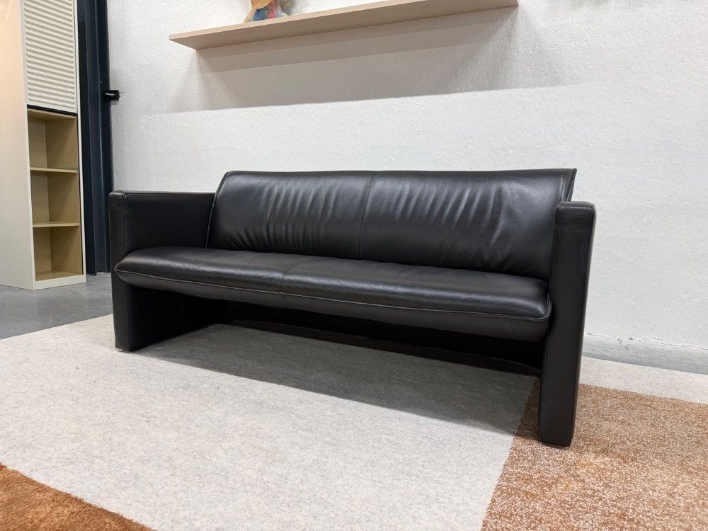 Leolux Fiabo Bank 2,5 Zits zwart leer Design 168, Leolux, Info@leolux.nl, 150 tot 200 cm, Tweepersoons