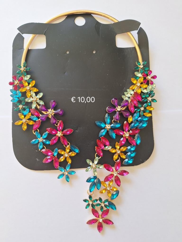 COLLIER, HALSKETTING, Met kristal, Overige materialen, Overige kleuren, Nieuw