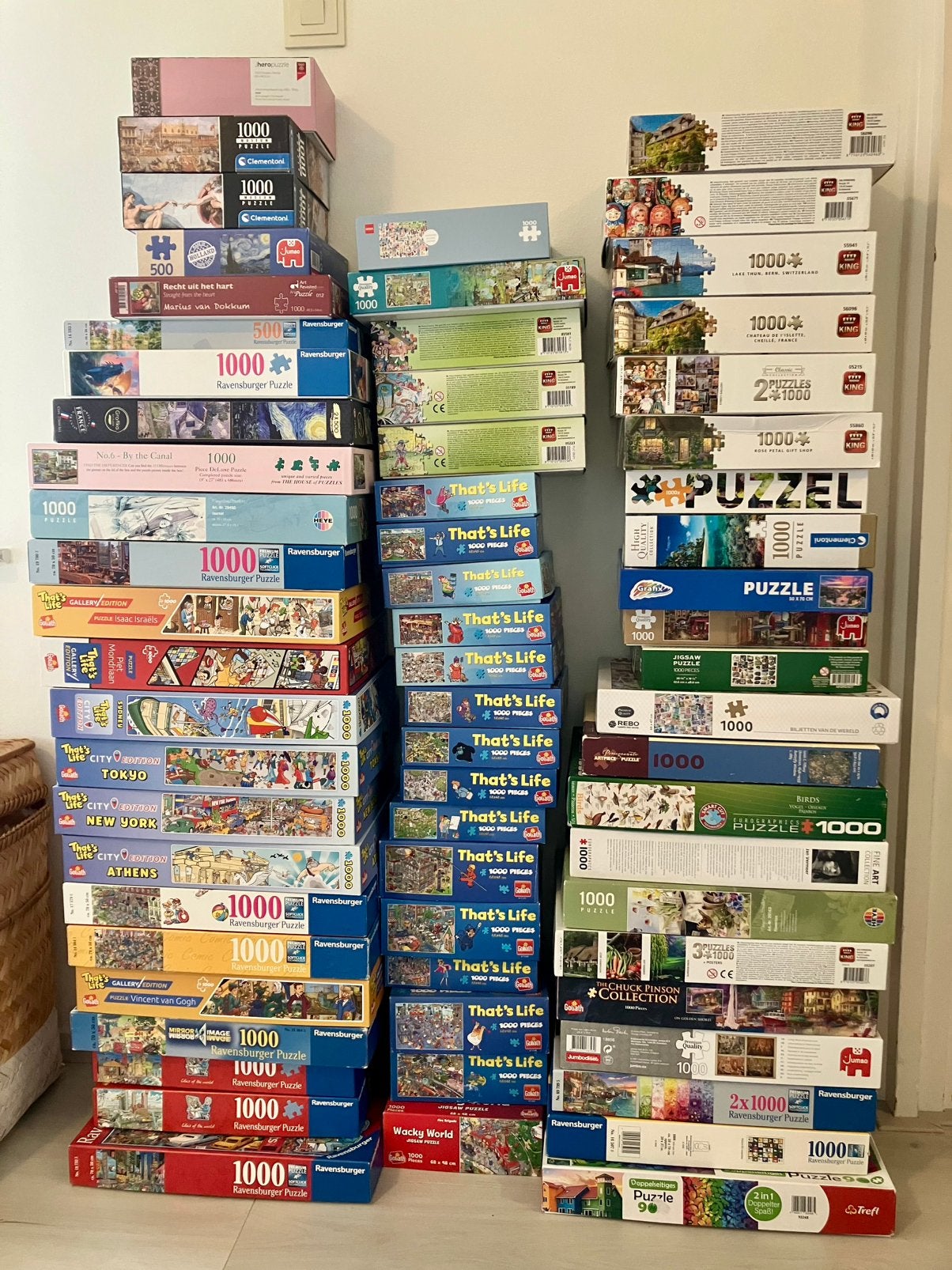 66 puzzels 500-1000 stukjes €1 per stuk, alleen ophalen!, Ophalen, 500 t/m 1500 stukjes, Gebruikt