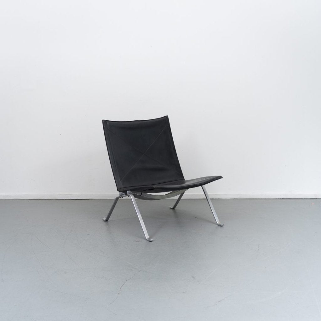 Fritz Hansen PK22 Fauteuil Zwart Leer - Staal