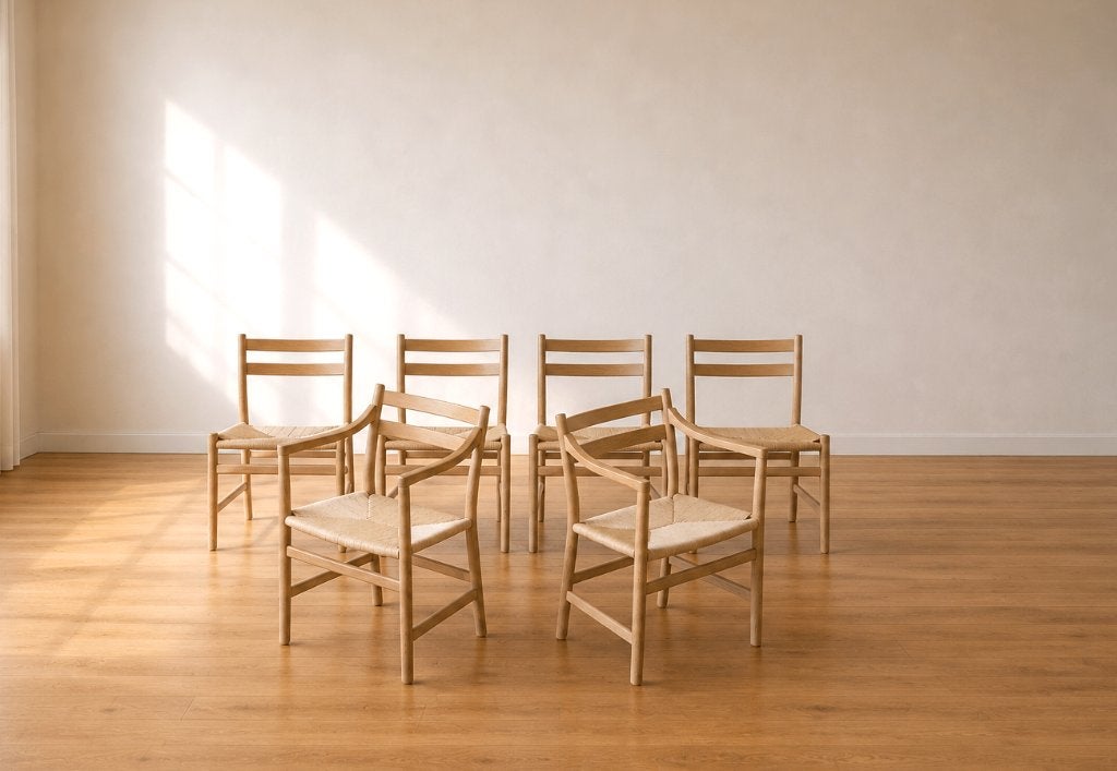 Set van 6 stoelen model CH46 en Ch47 van Hans J.Wegner, Huis en Inrichting, Ophalen, Gebruikt, Bruin, Hout