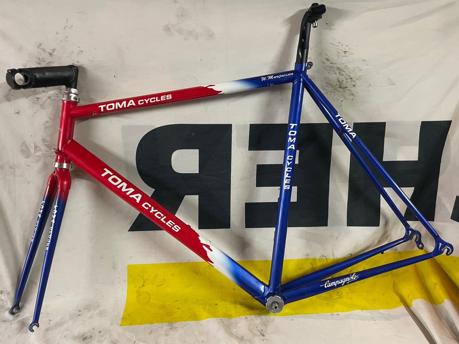 Toma Cycles Racefiets 58ct Frame met Voorvork - Rood/Blauw, Verzenden, Gebruikt, Overige typen