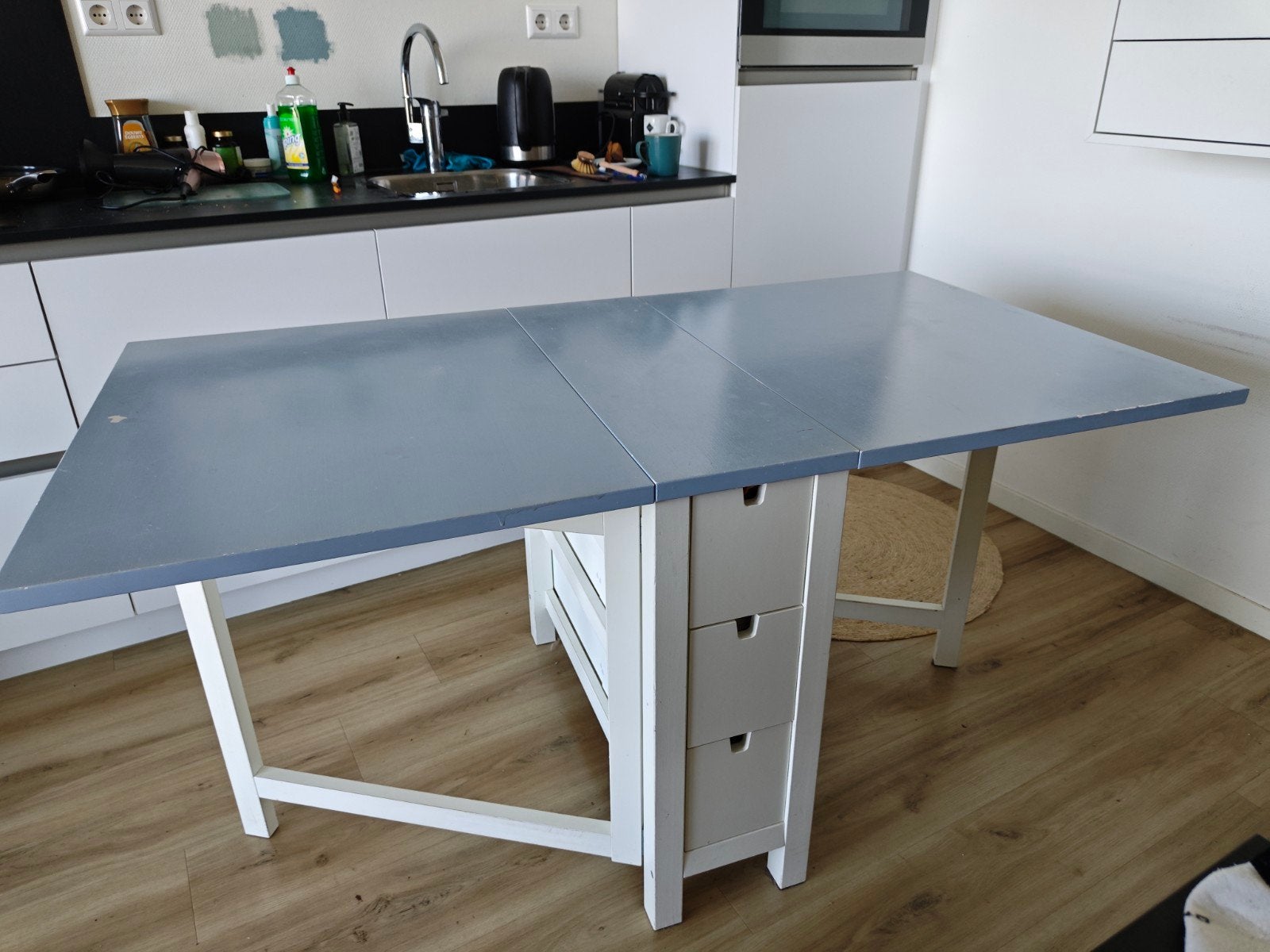 NORDEN klaptafel blauw, Ophalen, Gebruikt, Rechthoekig, 50 tot 100 cm