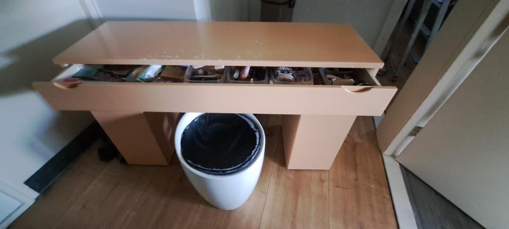 Houten bureau  / make up tafel met spiegel en krukje, Huis en Inrichting, Bureaus, Ophalen