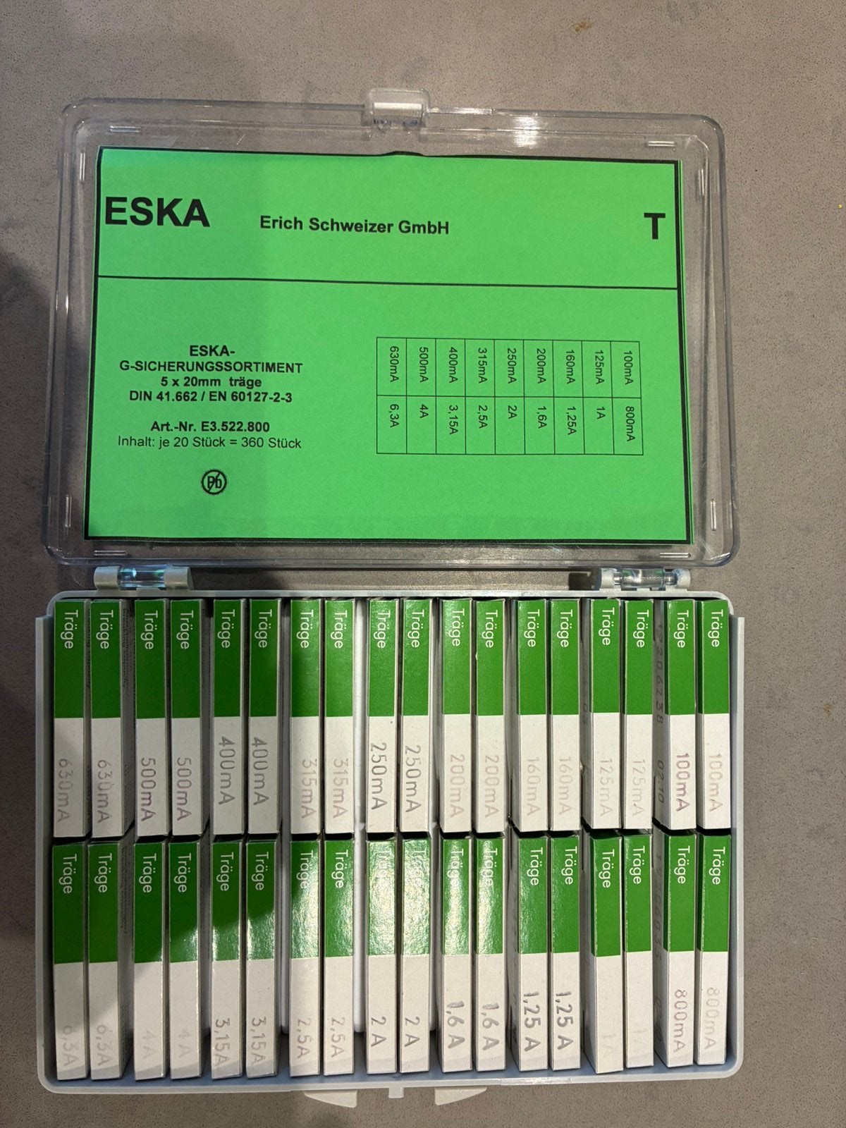 Eska glaszekeringen-assortimentsdoos (E3.522.800), Ophalen, Nieuw
