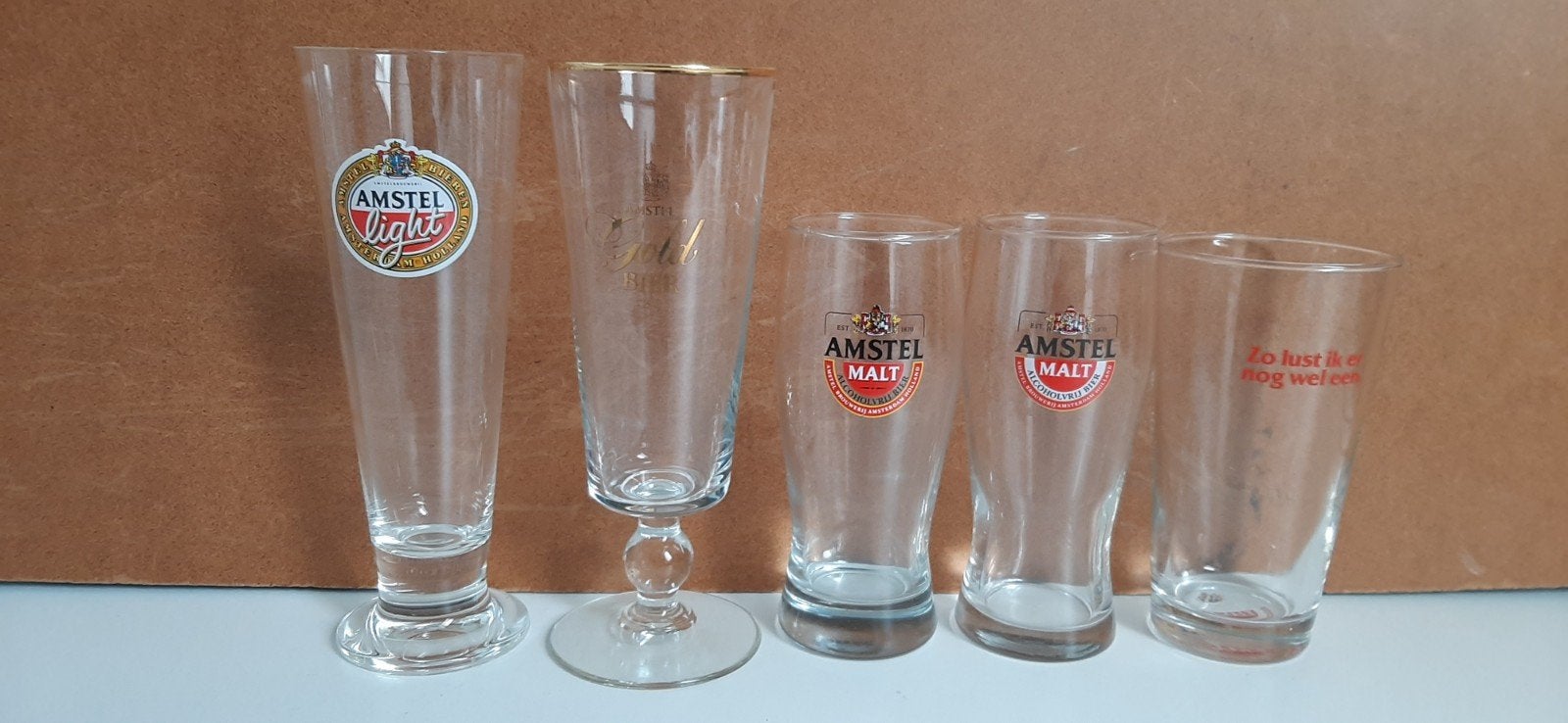 5 Amstel bierglazen., Verzamelen, Ophalen of Verzenden, Gebruikt, Glas of Glazen, Amstel