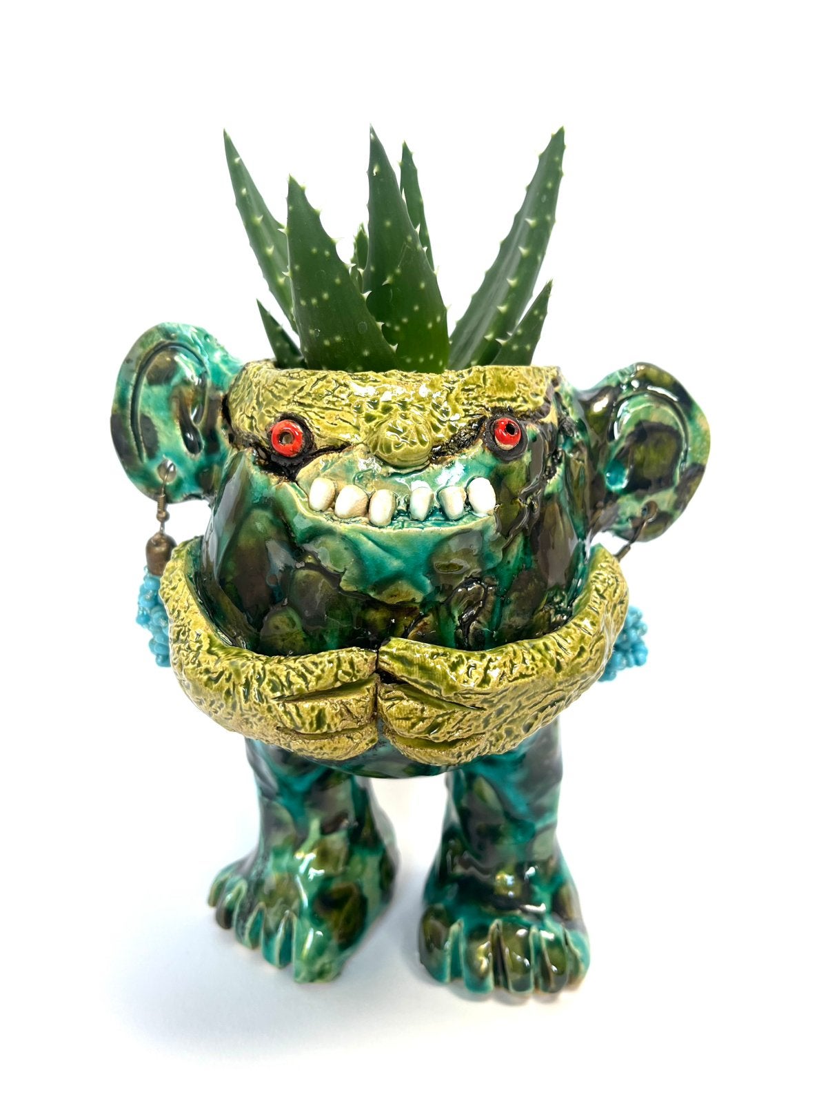 Monster bloempotje, Antiek en Kunst, Kunst | Designobjecten, Ophalen of Verzenden, 17 cm, Steen/keramiek