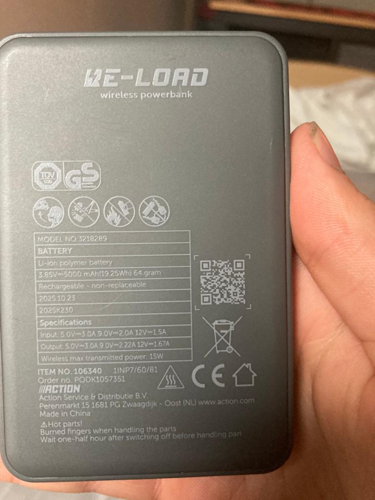 Draadloze powerbank 5000 mAh - Zo goed als nieuw, Telecommunicatie, Powerbanks, Ophalen, Zo goed als nieuw