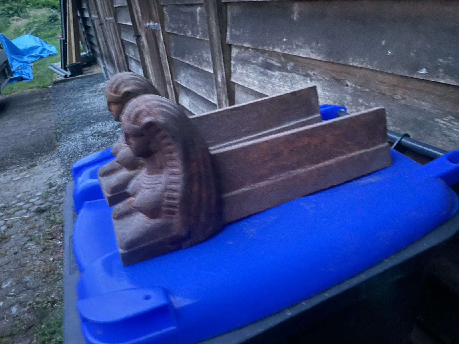 Gietijzeren haardblokken sfinx, Ophalen, Hout, Houtkachel