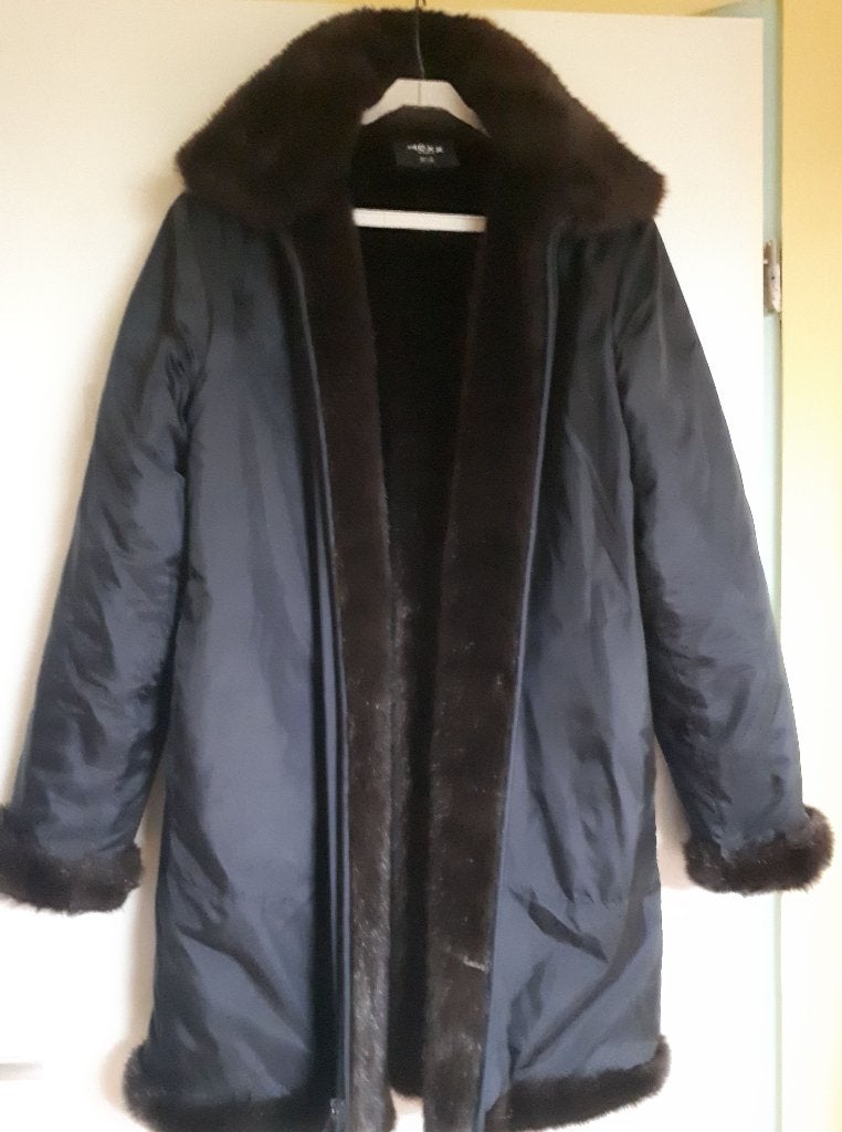Reversible Mexx Jas. Bruin Imitatie Bont & Zwart Nylon Mt 36, Mexx, Zwart, Ophalen of Verzenden, Zo goed als nieuw