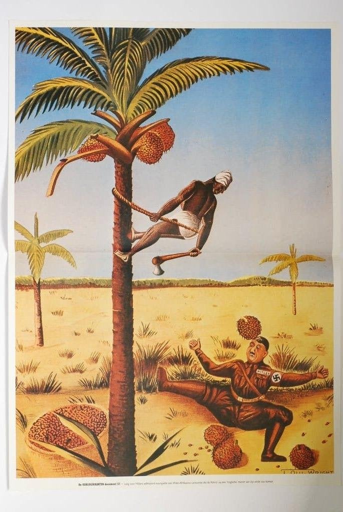 Hitler en de kokosnoot - herdruk poster Tweede Wereldoorlog, Verzamelen, Militaria | Tweede Wereldoorlog, Verzenden, Amsterdam