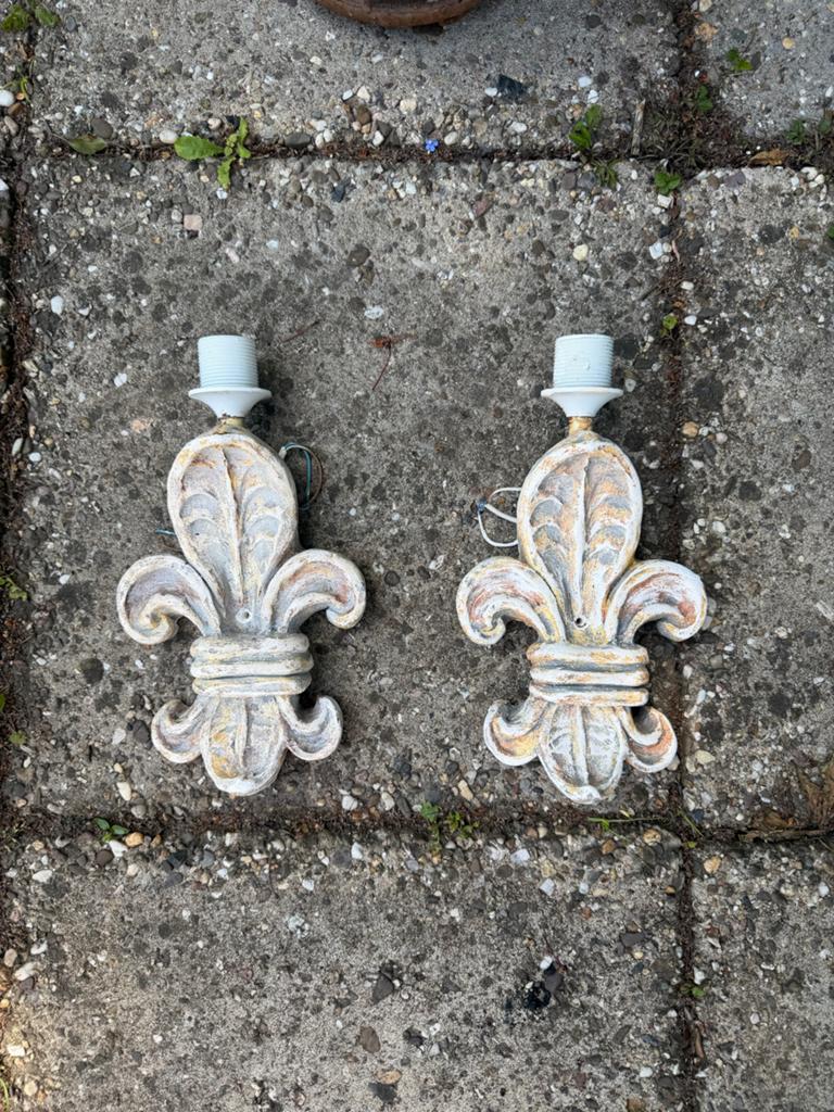 Set van 2 antieke wandlampen, Fleur de Lis stijl, Ophalen of Verzenden, Zo goed als nieuw, Overige materialen