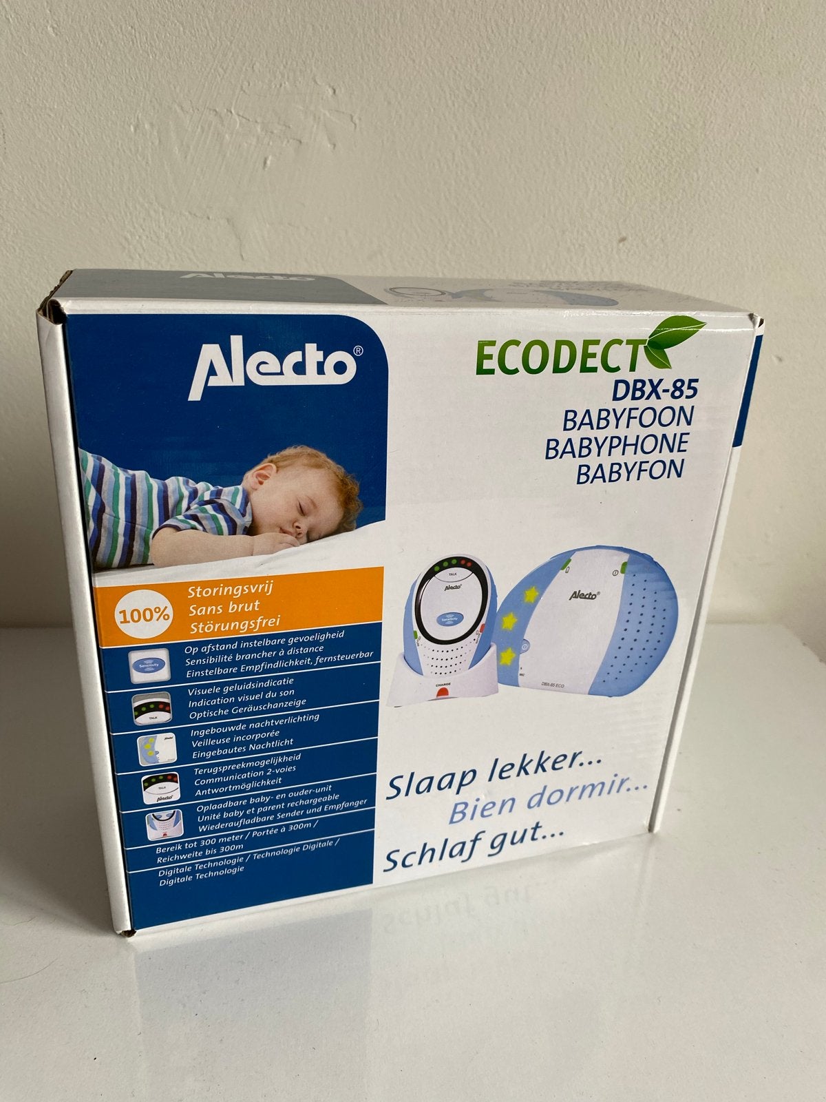 Alecto DBX-85 ECO Babyfoon - Wit/Blauw, Ophalen of Verzenden, Zo goed als nieuw, 250 meter of meer, Digitaal