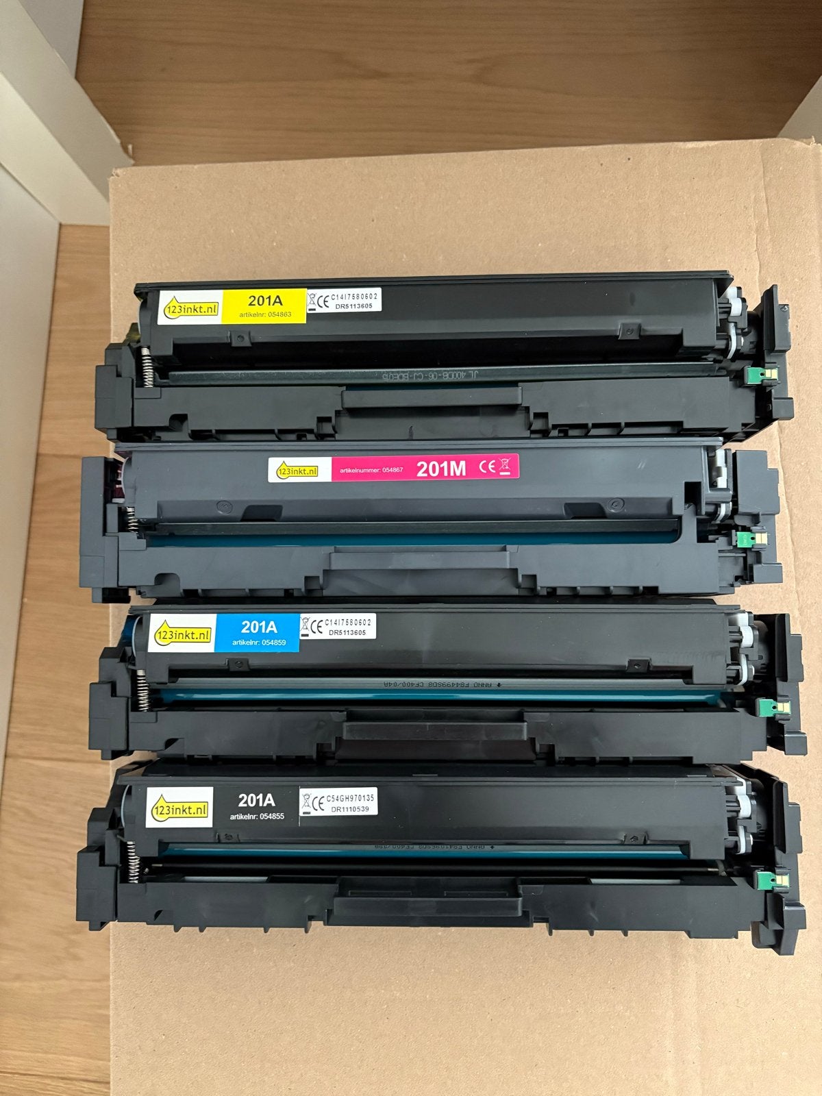 123inkt  201A/201M Toners (4 stuks), Computers en Software, Printerbenodigdheden, Gebruikt, Toner, Verzenden