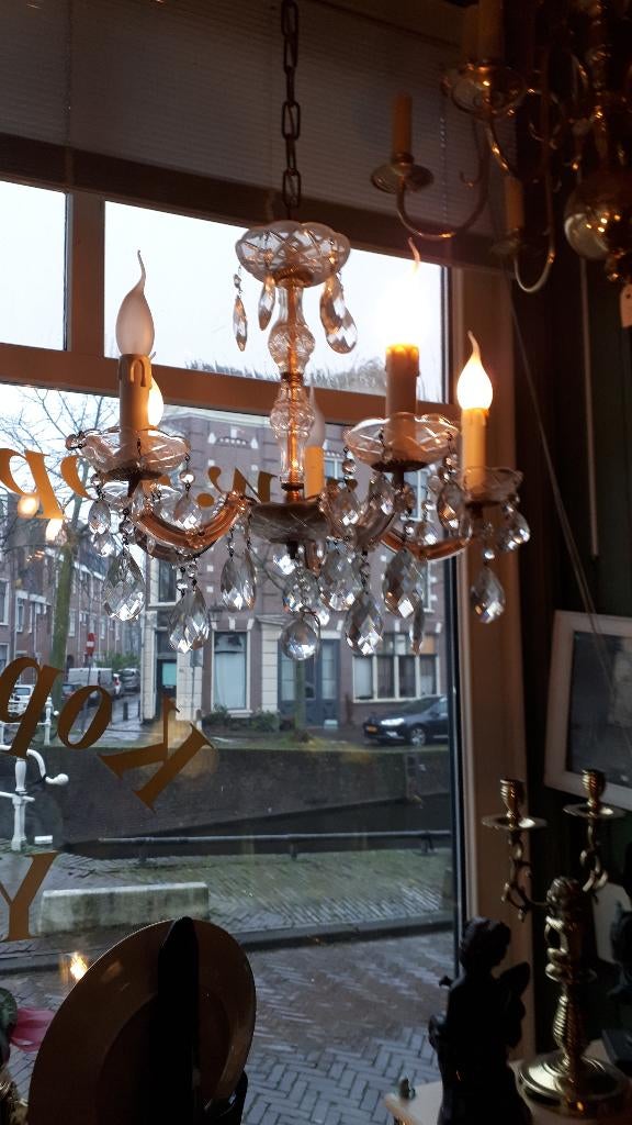 Kristallen kroonluchter vijf arms Maria Theresia, Ophalen, Gebruikt, Klassiek, Onbekend
