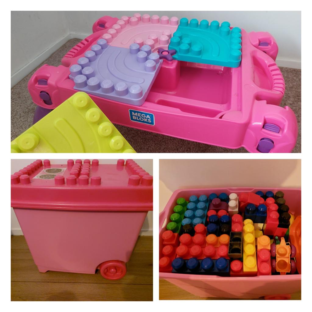 Mega Bloks 320+ blokken, tafel en box, Ophalen, Gebruikt, Megabloks