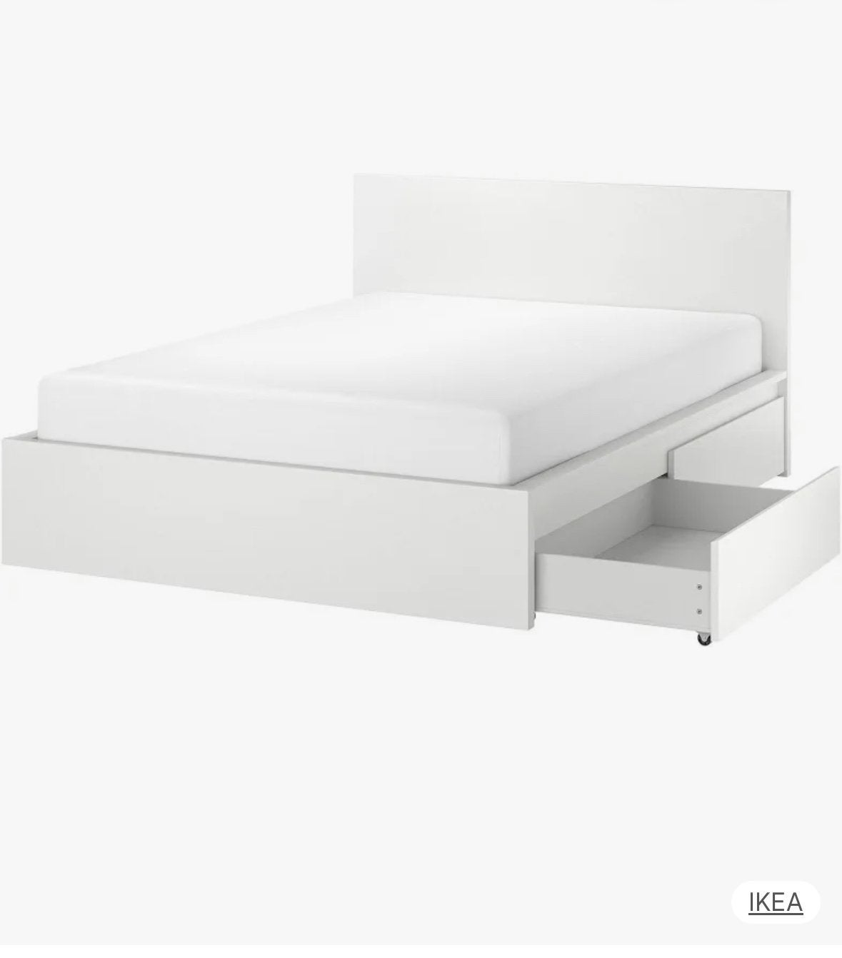 Ikea bed als nieuw met matras en topper, Wit, Tweepersoons, Zo goed als nieuw, Hout