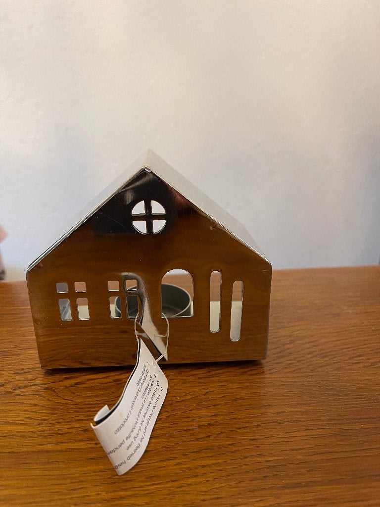 Waxinelichthouder "Huis" van Metaal 'Zilverkleurig' Nieuw, Ophalen of Verzenden, Nieuw, Metaal, Kaars