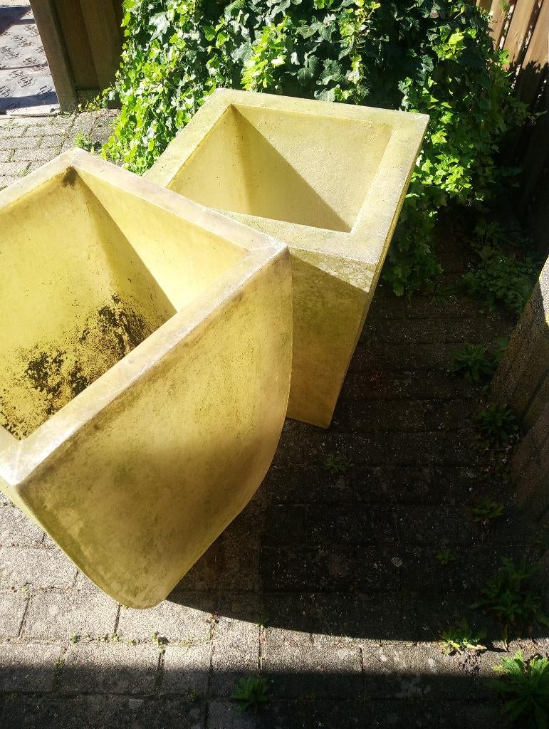 2 polyester plantenbakken – 80 & 68 cm – waterdicht – €10, Tuin en Terras, Bloembakken en Plantenbakken, Ophalen, Kunststof, Gebruikt