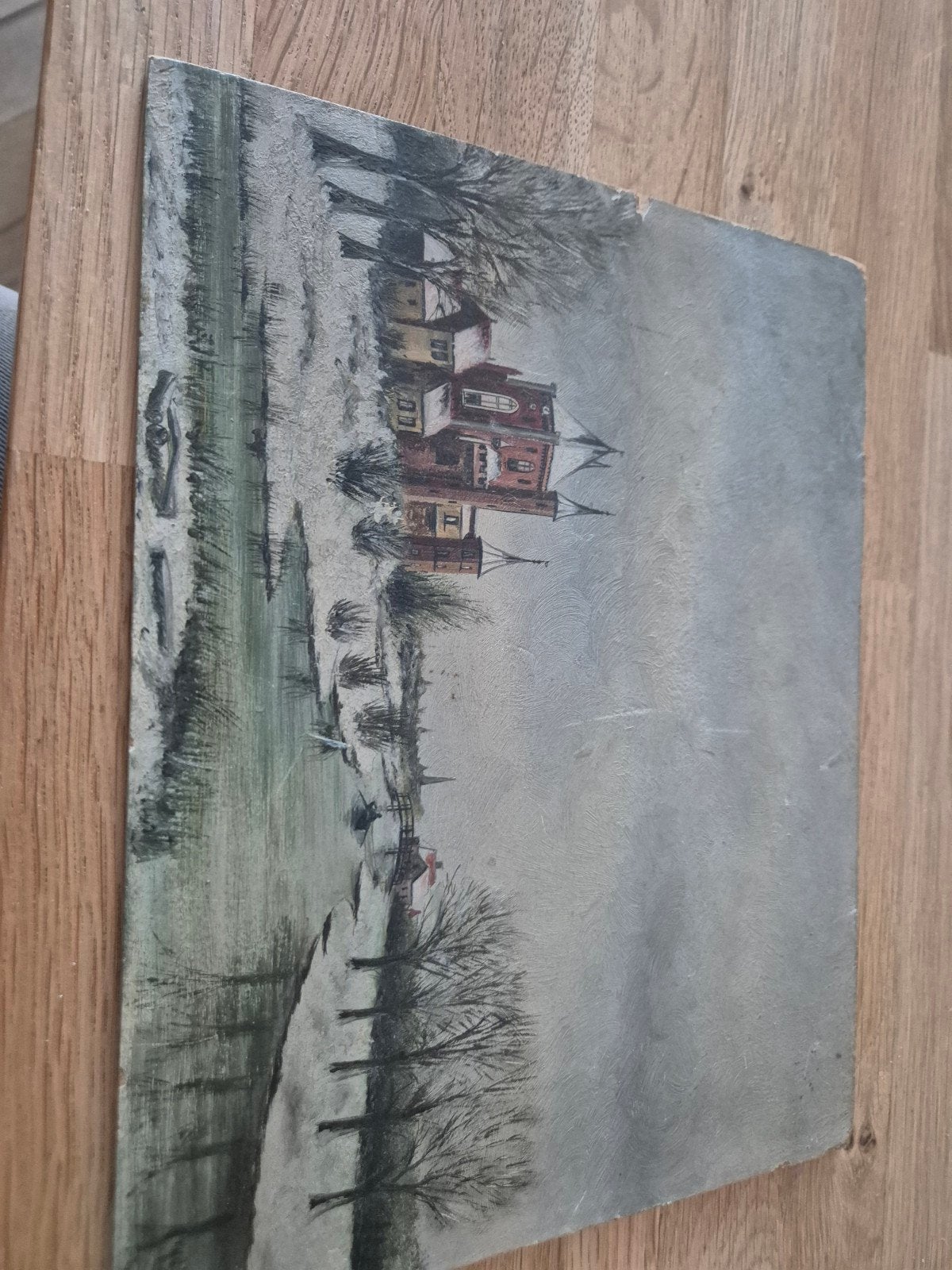Winterlandschap Schilderij 25x19cm W.M.C.Bentley 1900 - Met, Antiek en Kunst, Ophalen of Verzenden