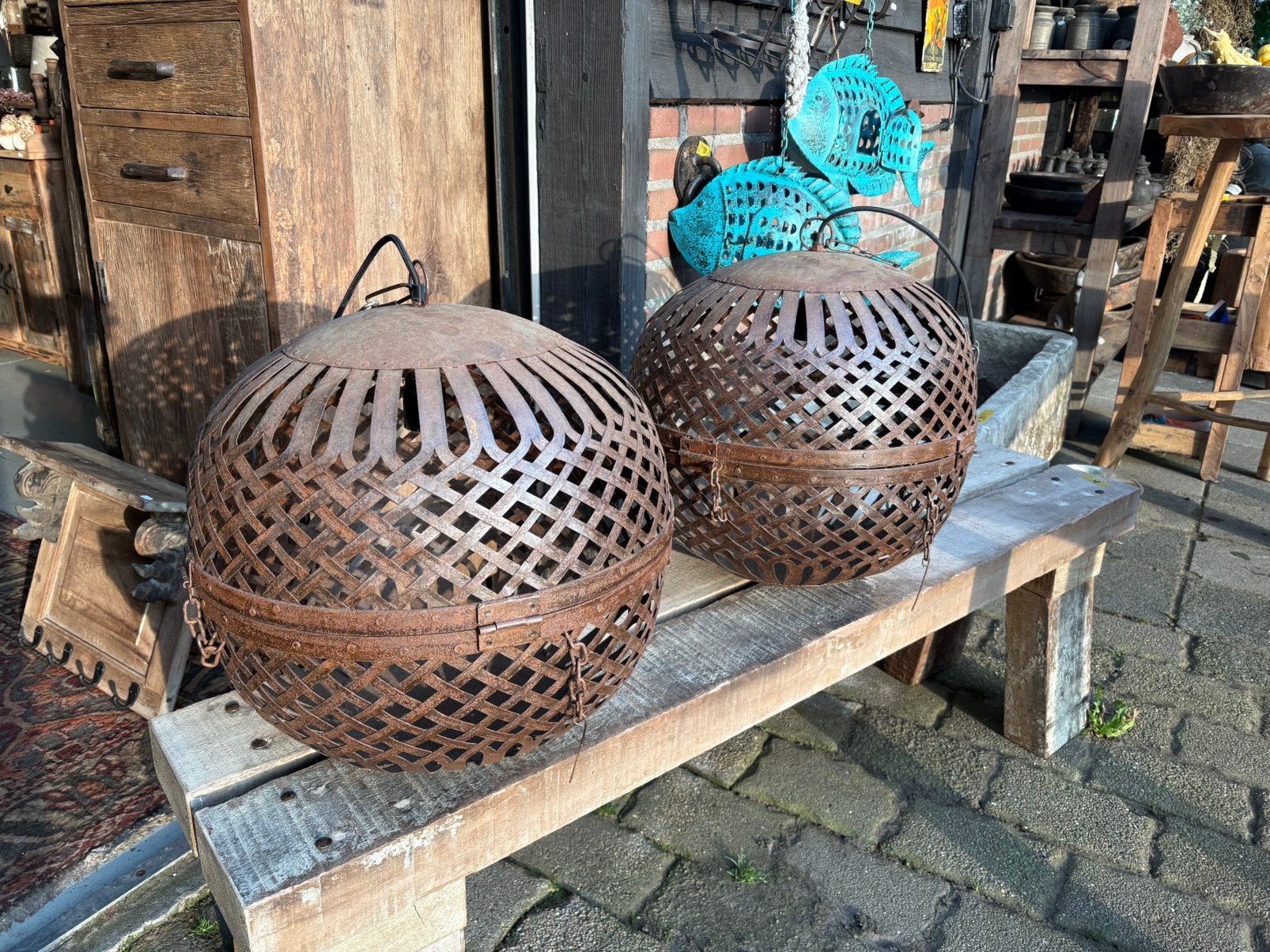 ijzeren roest kooi lamp, Nieuw, Nvt, Metaal, Nvt
