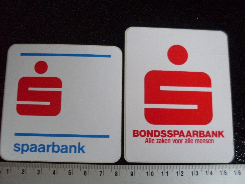 2x sticker spaarbank bondsspaarbank logo S, Verzamelen, Verzenden, Zo goed als nieuw, Bedrijf of Vereniging