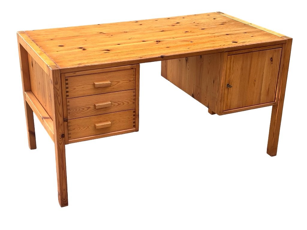 Vintage Pinewood Bureau Vrijstaand jaren 70 Grenen Design, Huis en Inrichting, Ophalen of Verzenden, Vintage bureau, Vintage bureau