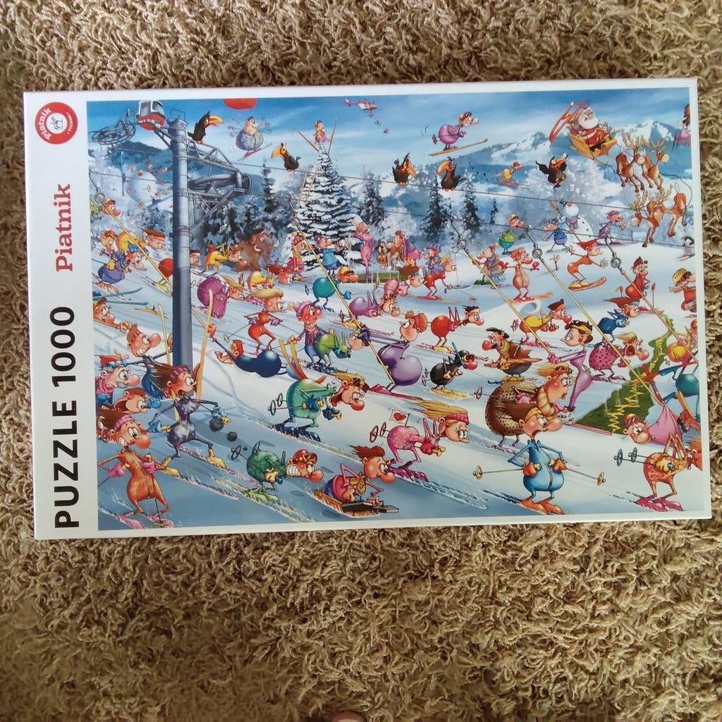 Piatnik puzzel Christmas skiing. Francois Ruyer., Ophalen of Verzenden, 500 t/m 1500 stukjes, Zo goed als nieuw, Legpuzzel