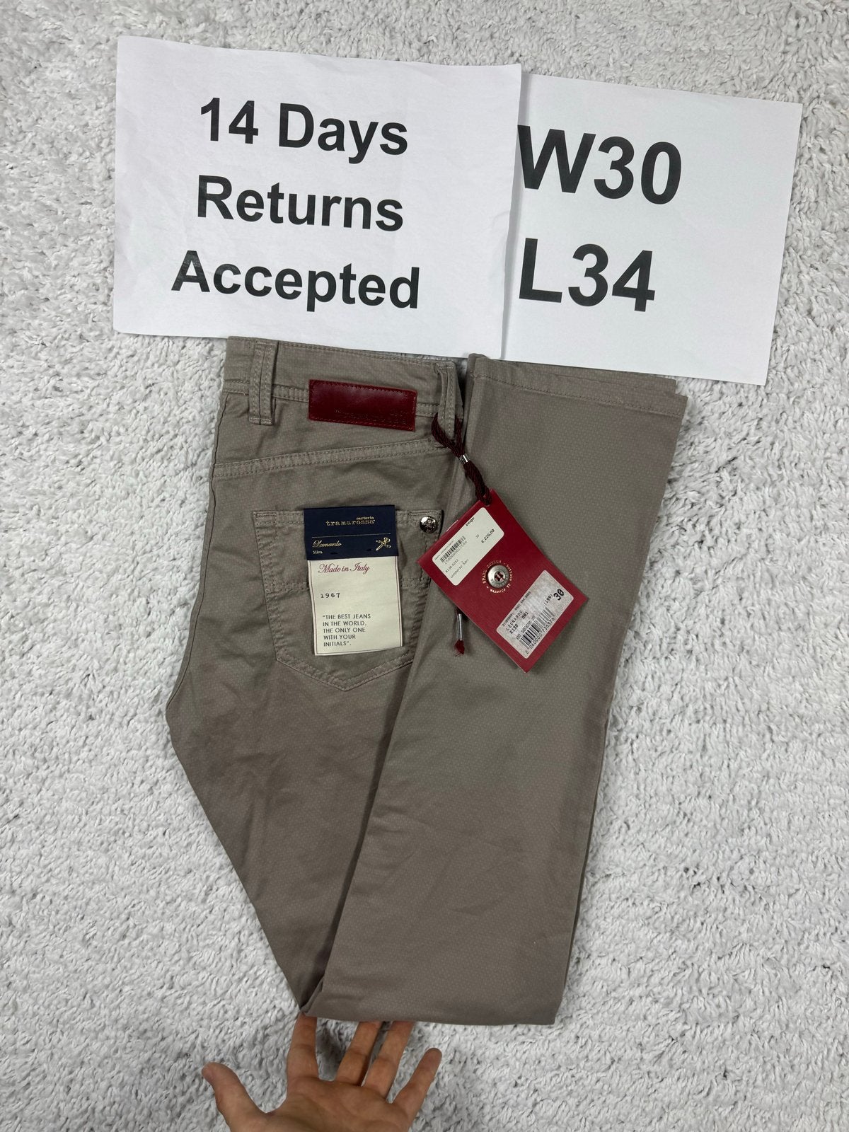 Tramarossa Leonardo Chino Slim Fit Grijs W30 L34 3042, Nieuw, W32 (confectie 46) of kleiner, Ophalen of Verzenden, H