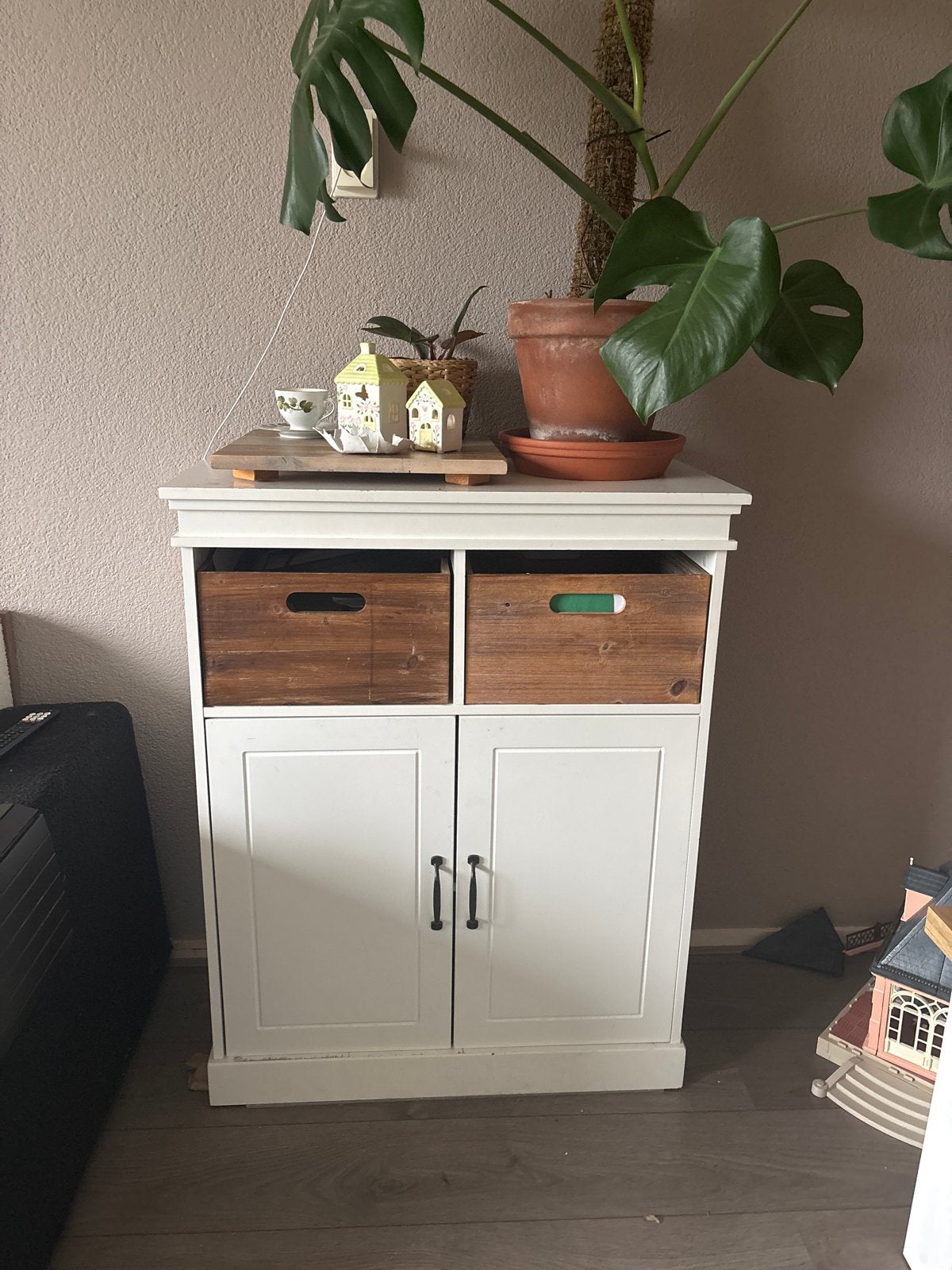 Leuk wit kastje met houten bakken - 80x40x100 cm, Ophalen, Gebruikt, 50 tot 100 cm, 25 tot 50 cm