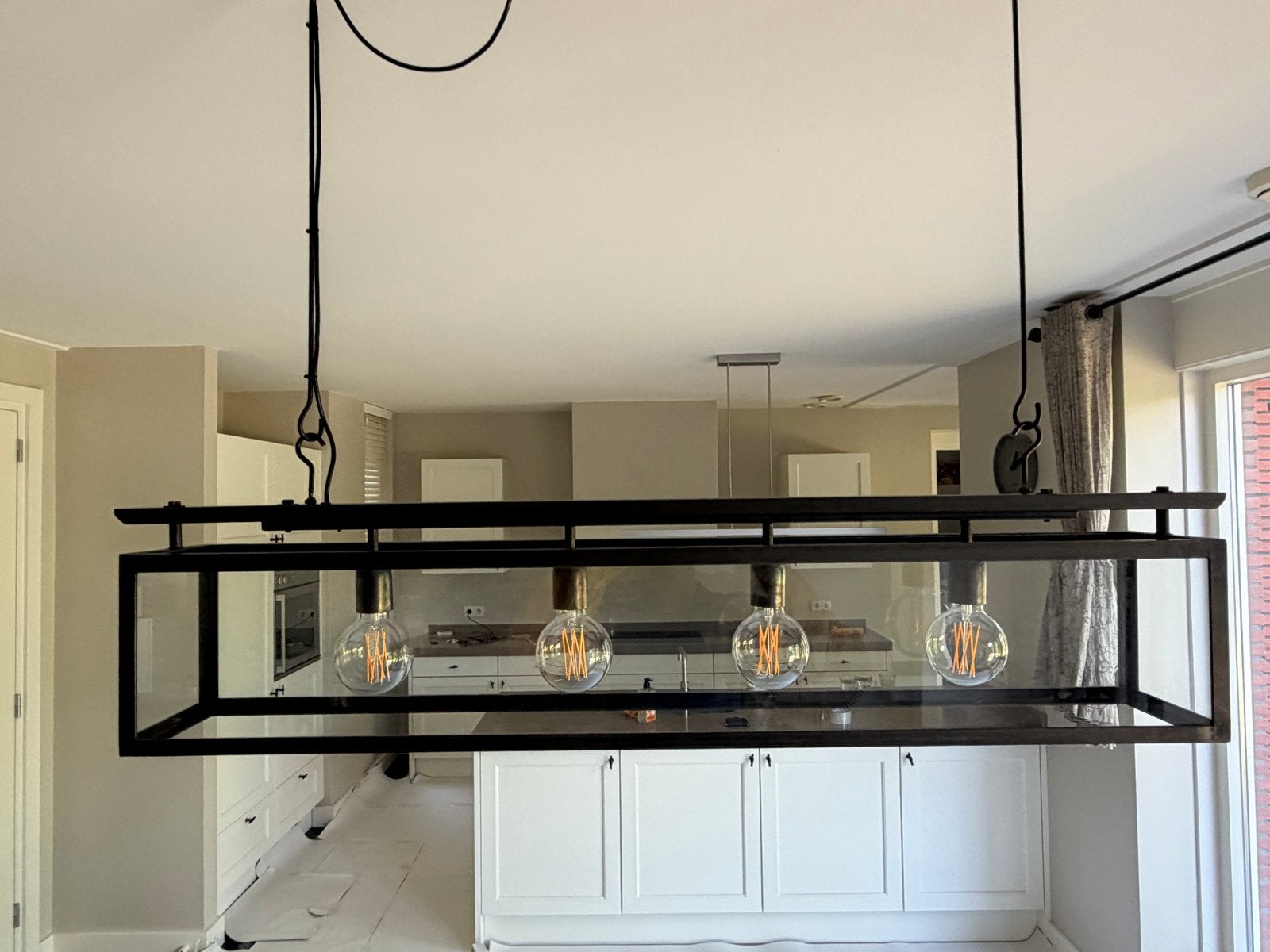 Luxe metalen lamp met glazen elementen - Bart van Bekhoven, Ophalen, Stoer design, Gebruikt, Metaal