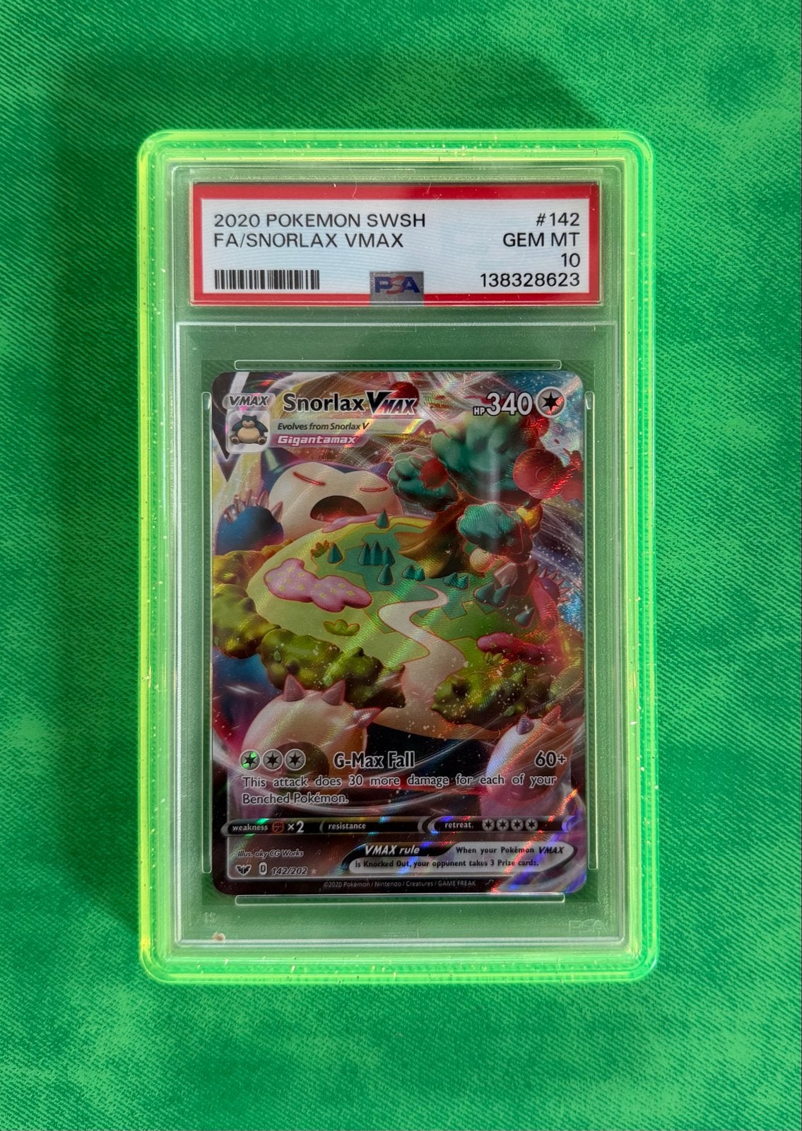 Snorlax VMAX 142/202 PSA10 Pokémon Kaart, Ophalen of Verzenden, Nieuw, Losse kaart