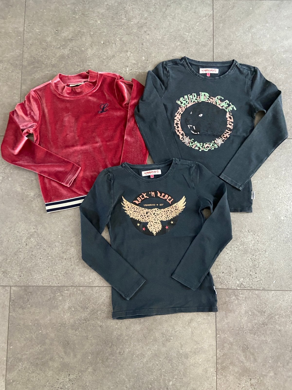 Vingino Longsleeves en Roze Trui Maat 128, Ophalen of Verzenden, Gebruikt, Meisje, Shirt of Longsleeve
