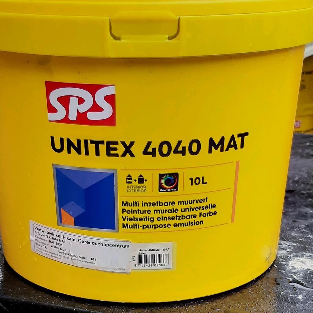 Sps  4040 mat  goed voor 70 vierkante  m, Doe-het-zelf en Verbouw, Blauw, Nieuw, Ophalen of Verzenden, Verf