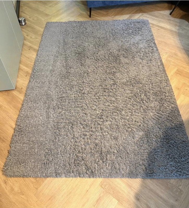 IKEA HAMPEN hoogpolig vloerkleed grijs 133x195 cm, Ophalen, Gebruikt, 100 tot 150 cm, 150 tot 200 cm