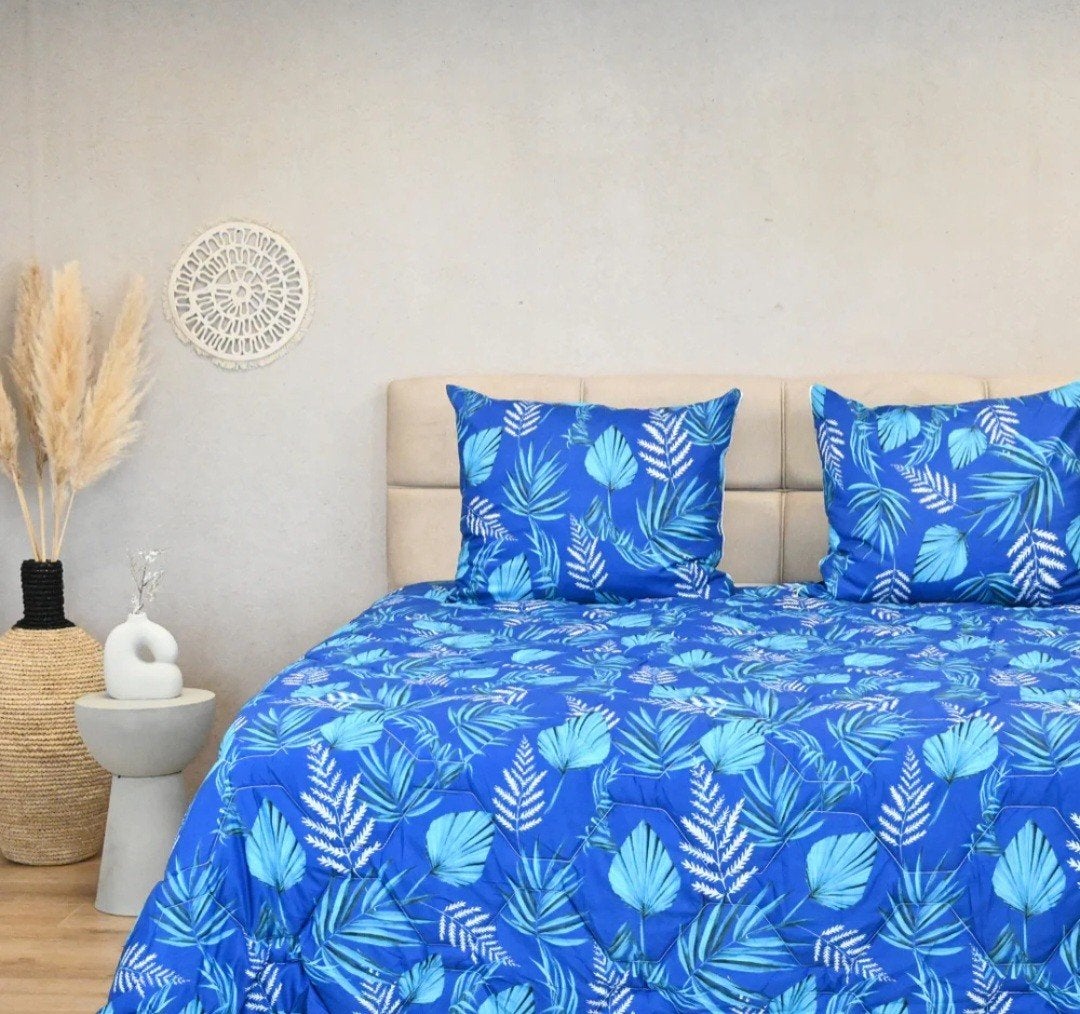 HappyBed Dekbed Blue Leaves 260x220 incl. kussenslopen, Blauw, Handelsonderneming arie willemse, Ophalen of Verzenden, Deken of Dekbed