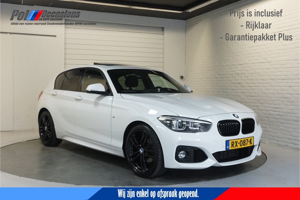 BMW 1-serie 118i M-Pakket | Automaat | Schuif/kantel | Carpl, Alcantara, Wit, Origineel Nederlands, Bedrijf
