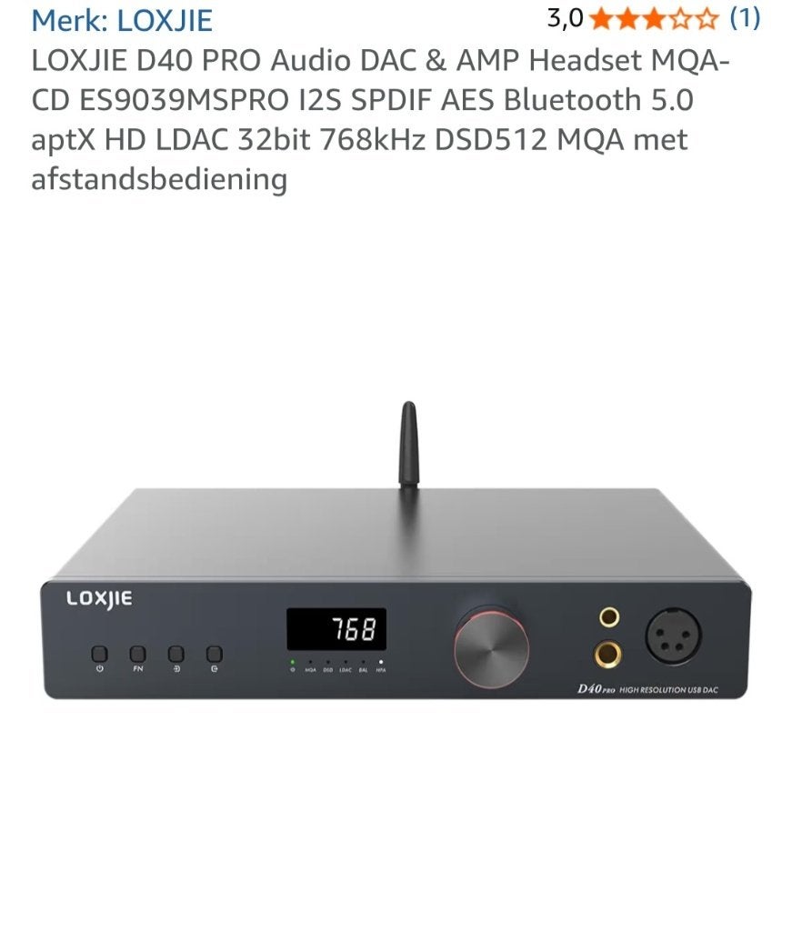 Loxjie d40 pro dac, Ophalen of Verzenden, Zo goed als nieuw