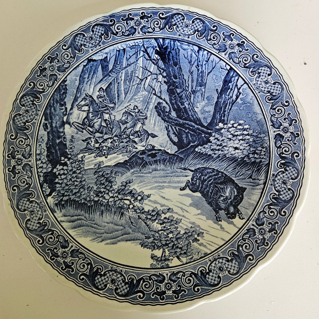 Delfts Blauw Bord Jachttafereel, Antiek en Kunst, Ophalen of Verzenden