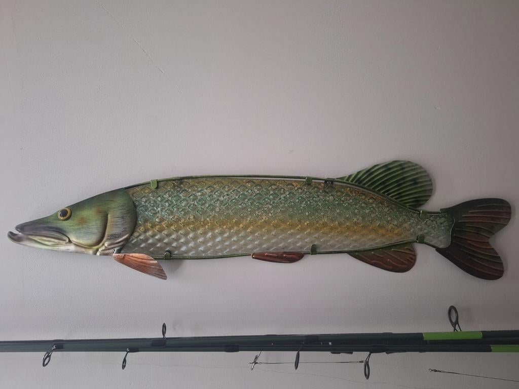Snoek Vis Muurdecoratie - Unieke Wanddecoratie, Ophalen, Metaal, Gebruikt, Meerkleurig