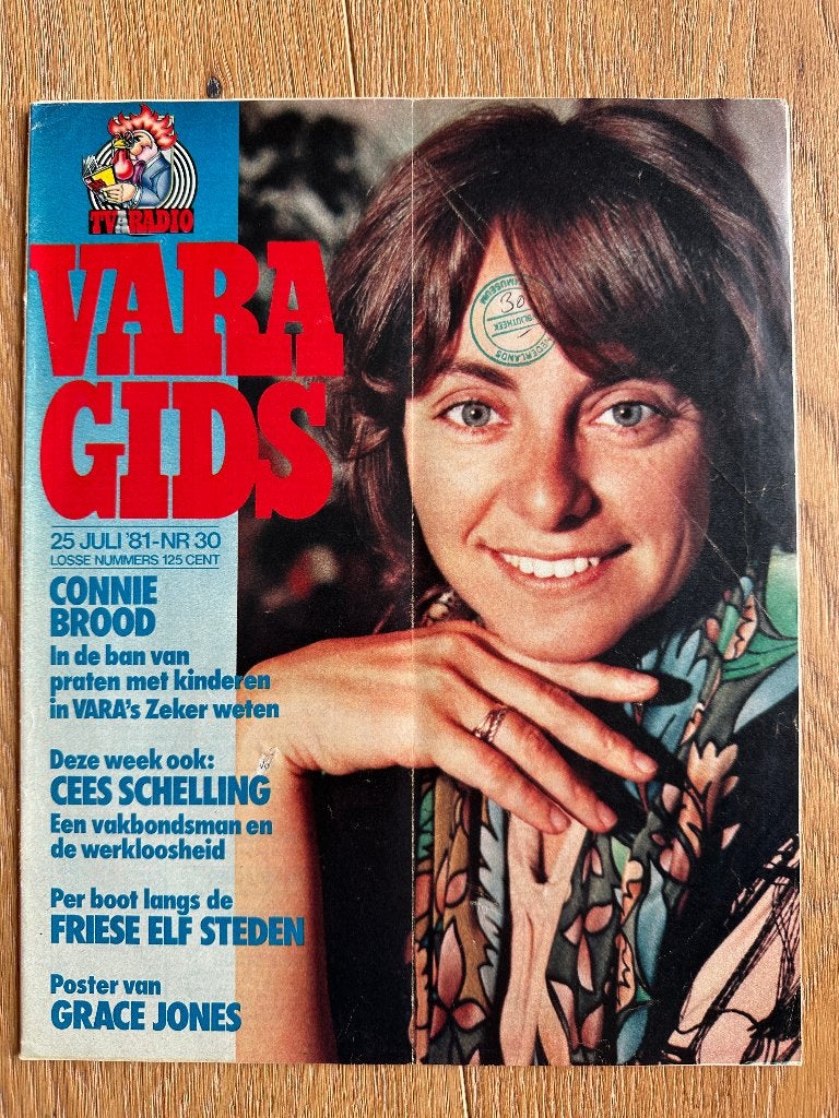VARA Gids 25 juli 1981, Connie Brood, Grace Jones, vakbond, Ophalen of Verzenden, Gelezen, Muziek, Film of Tv