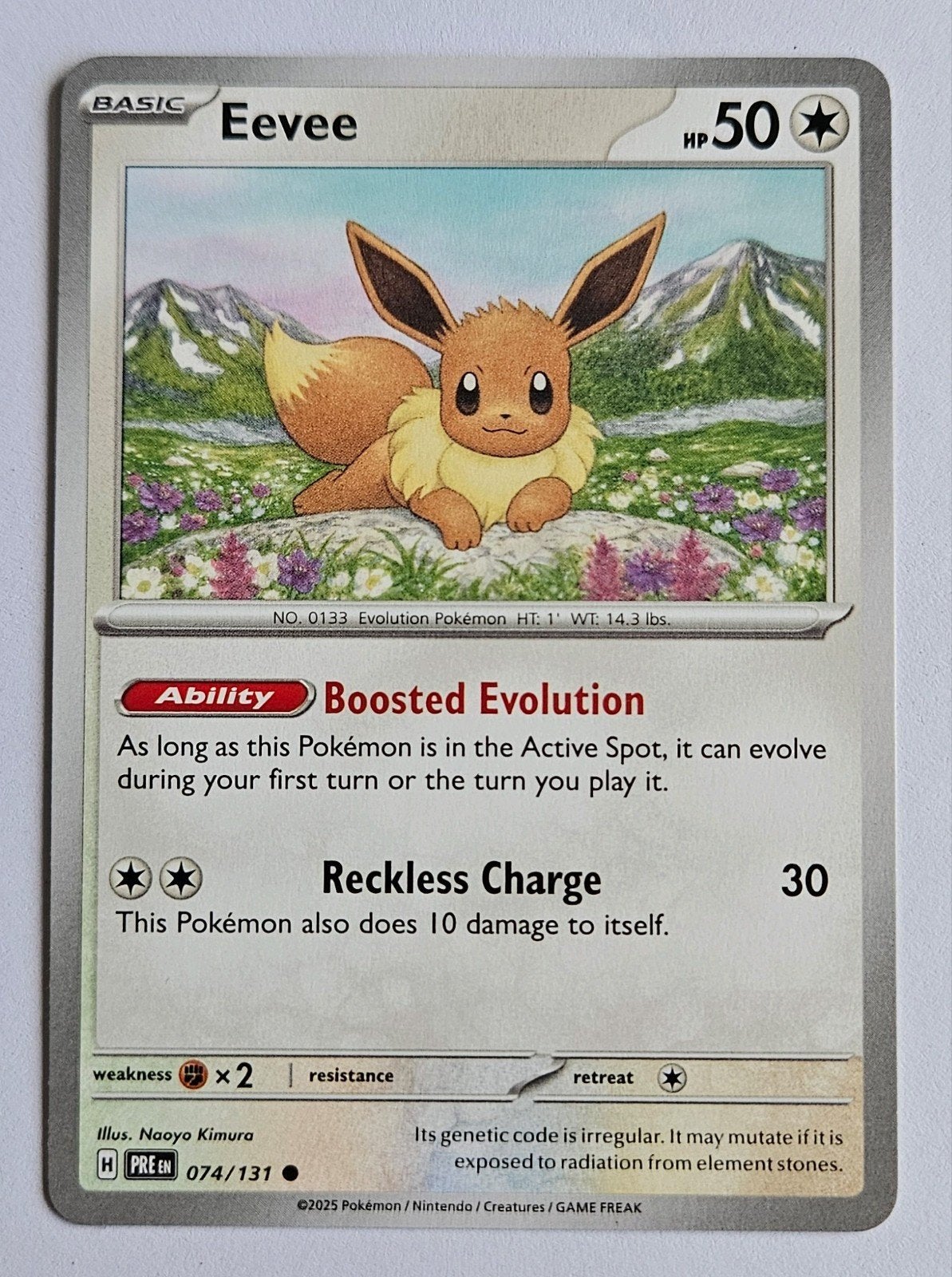 Pokémon Prismatic Evolutions Eevee #74, Ophalen of Verzenden, Zo goed als nieuw